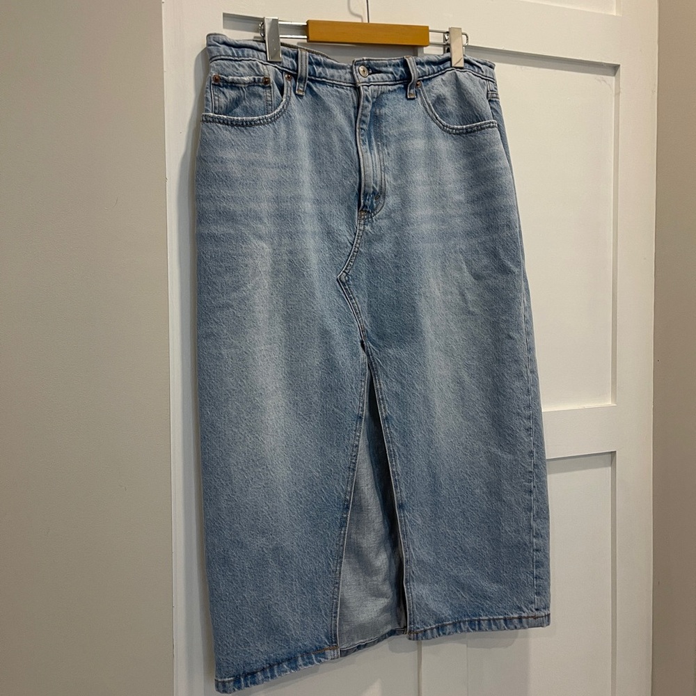 Abercrombie & Fitch Light Blue Denim Midi Skirt